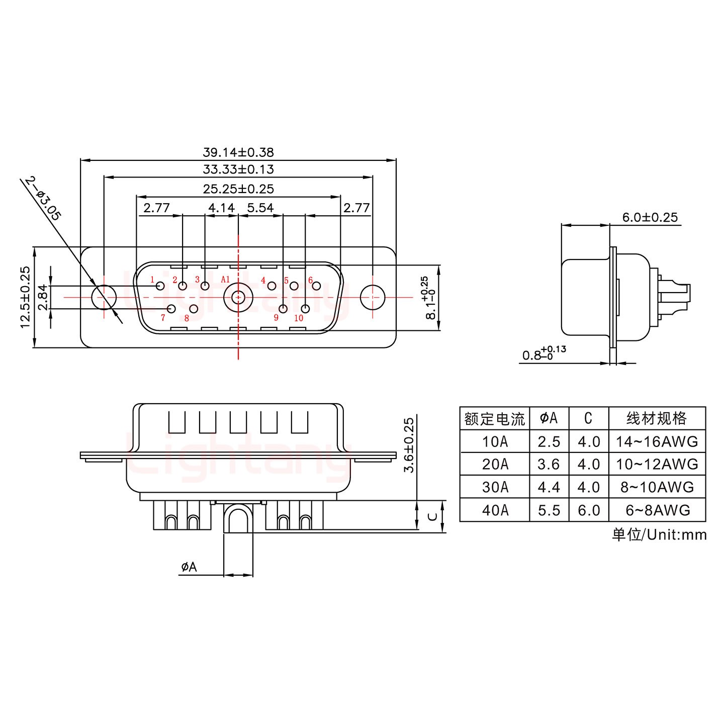 11W1公短體焊線(xiàn)/光孔/大電流10A