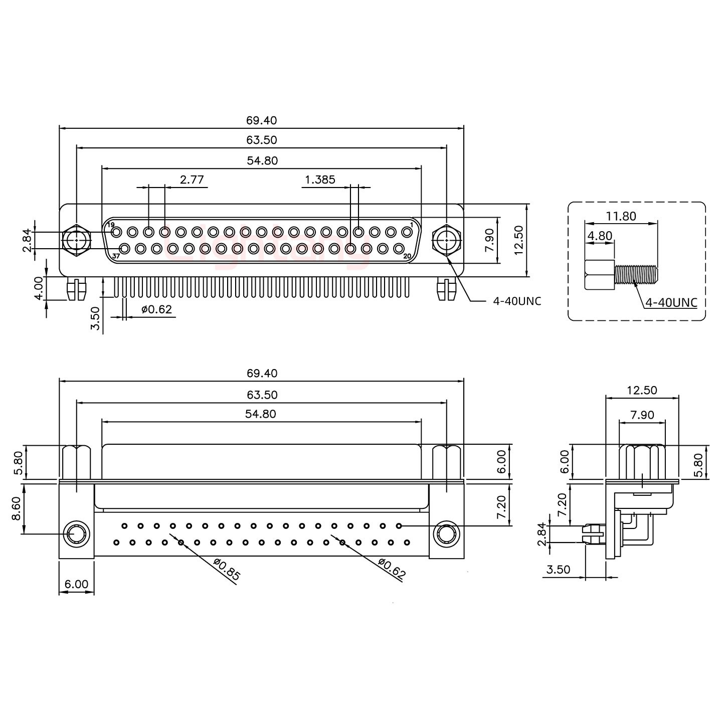 DR37 母 彎插板7.2 金屬支架8.6 鎖螺絲 車(chē)針