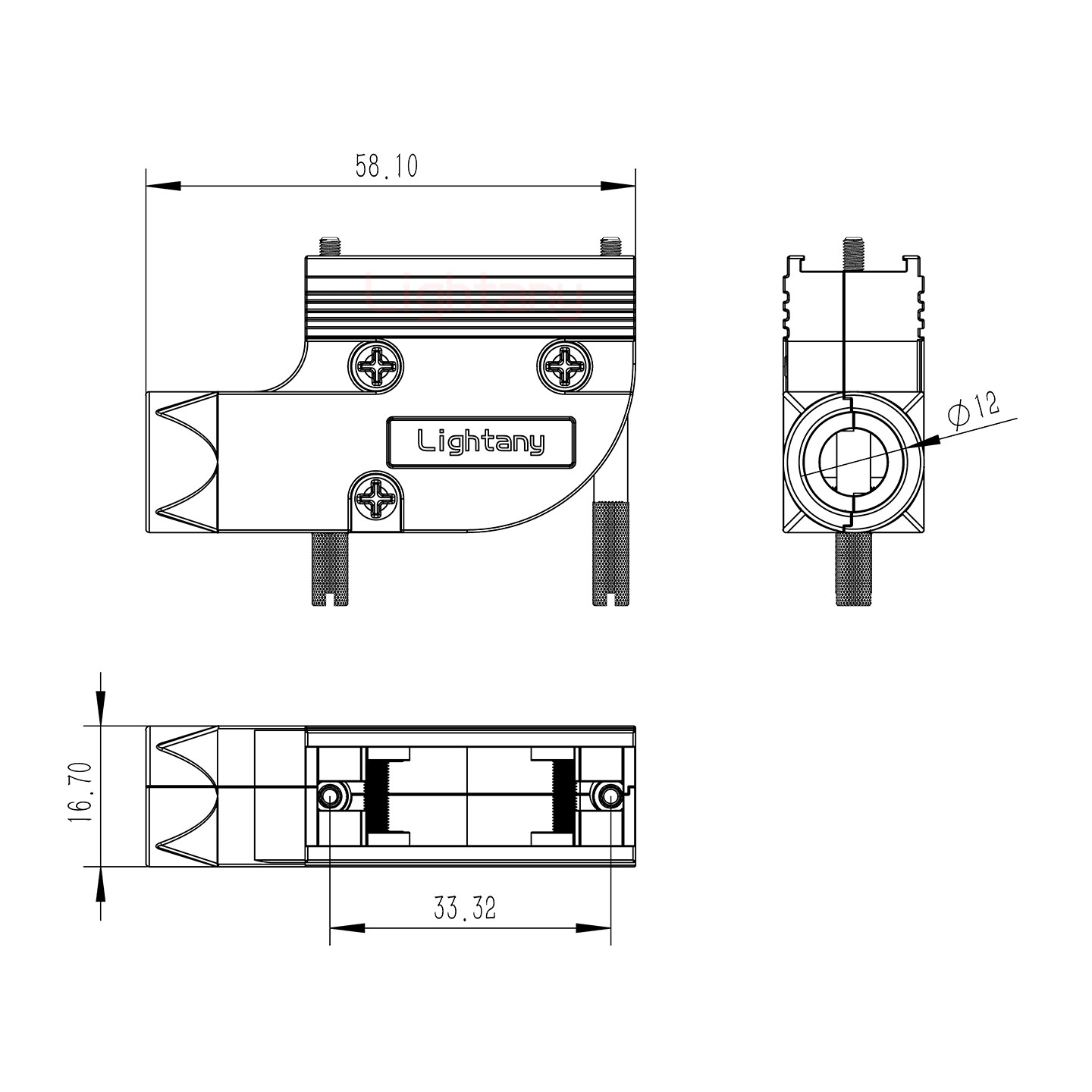 DB15公焊線(xiàn)+金屬外殼1443彎出線(xiàn)4~12mm