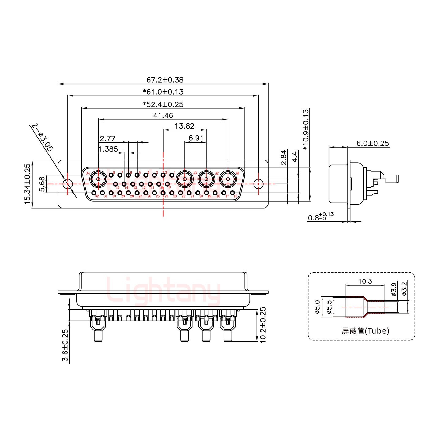 36W4母頭焊線(xiàn)+防水接頭/線(xiàn)徑10~16mm/射頻同軸75歐姆