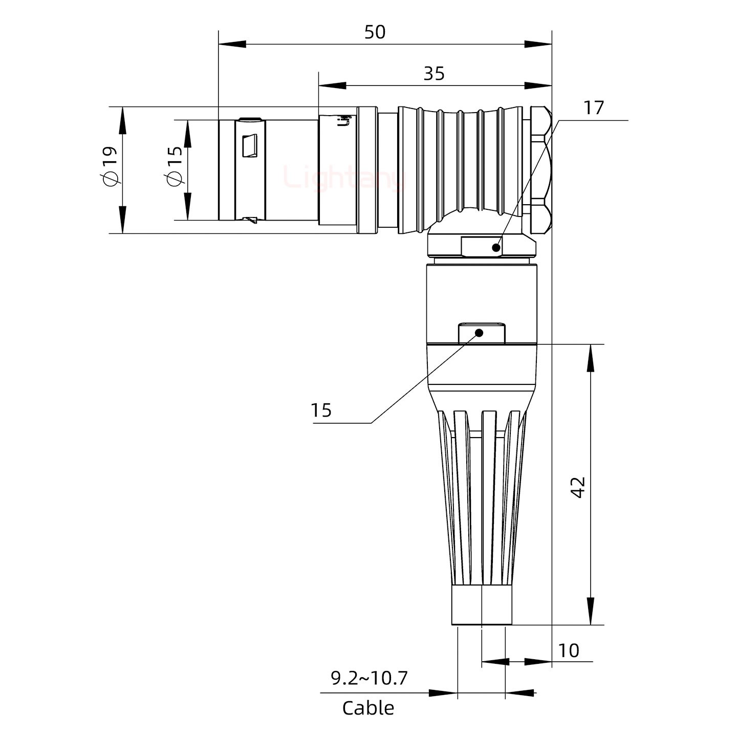 FHG.3B.016.CLAD10Z帶護套彎式插頭