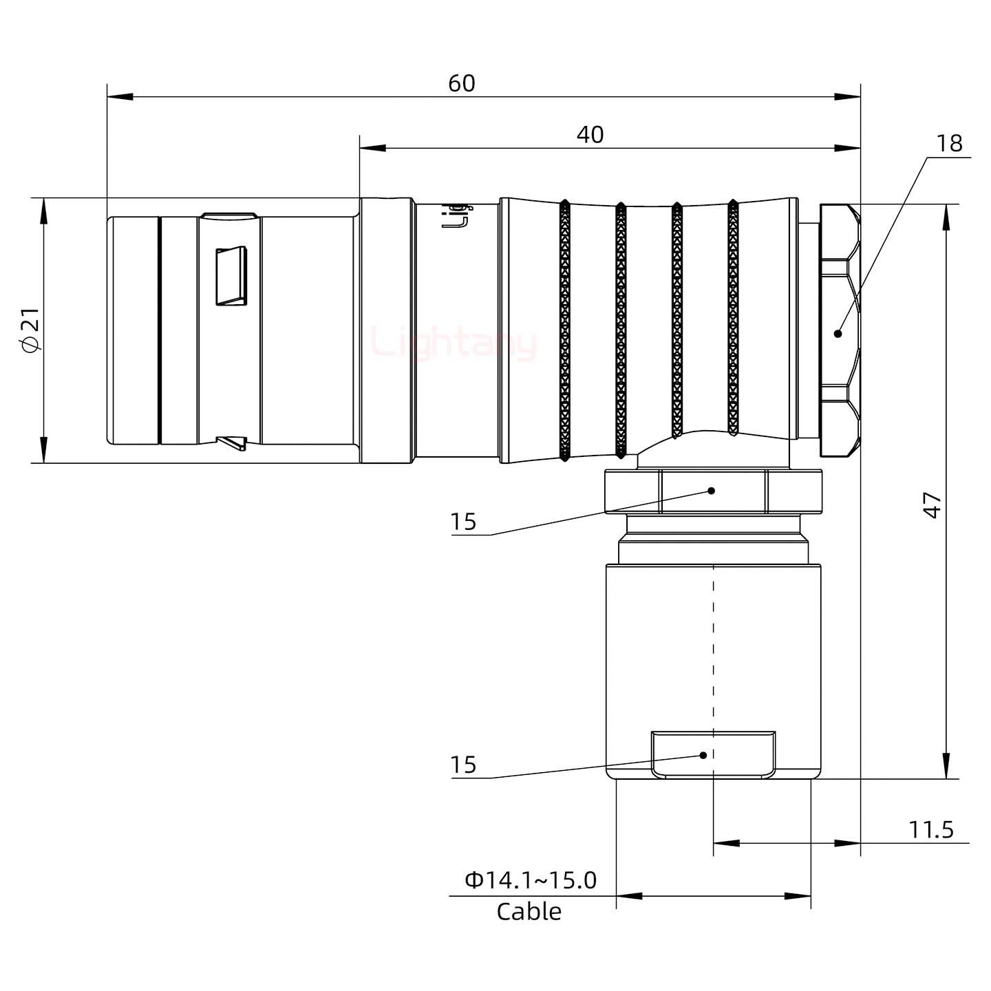 FHG.3K.010.CLAK15推拉自鎖彎式插頭